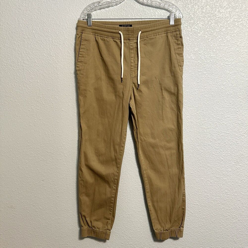 Elwood Joggers Pants Mens Size Medium Tan Khaki Drawstring Pockets Tapered